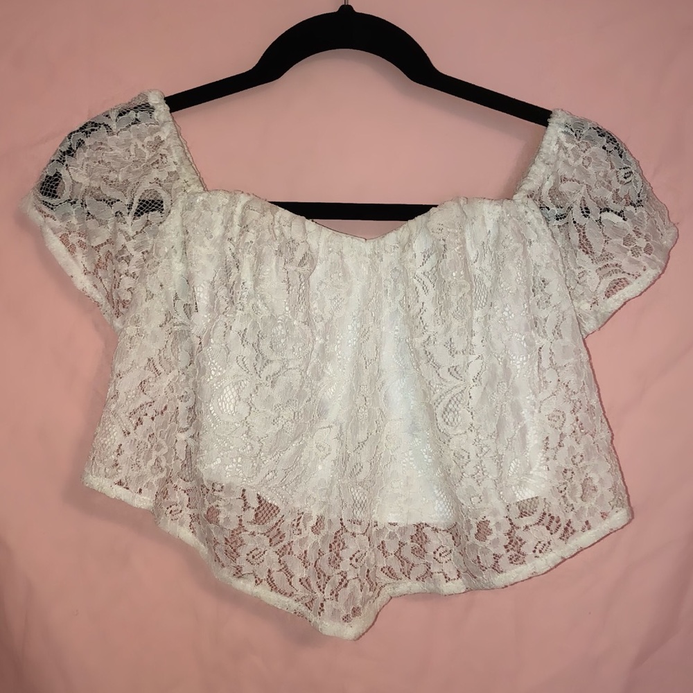 Guess Off the Shoulder Lace Corset Top